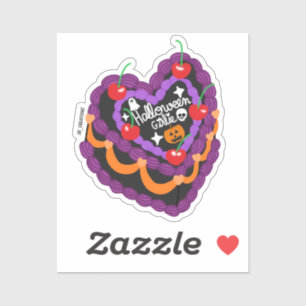 Sticker Gâteau en forme de cœur de fille Halloween coloré