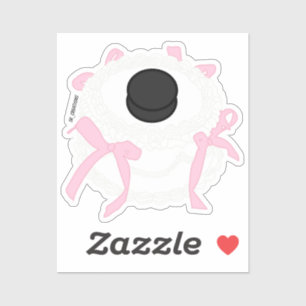 Sticker Gâteau Vintage Blanc Hockey Avec Vaches Rose