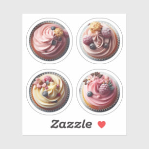 Sticker Gâteaux à la crème sucrée Cupcake Muffins Photo Ét