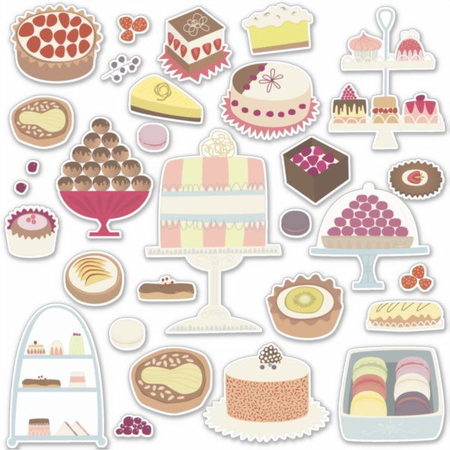 Sticker Gâteaux et pâtisseries gâteaux délicieux (Devant)