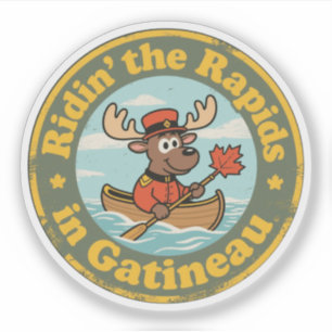Sticker Gatineau Québec orignal canotage vintage
