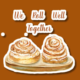 Sticker Gaufres à la cannelle Watercolor We Roll Well Toge