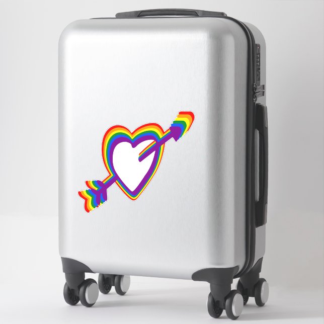 Sticker Gay pride LGBT Rainbow Heart avec Arrow mignon LGB (Sur valise)