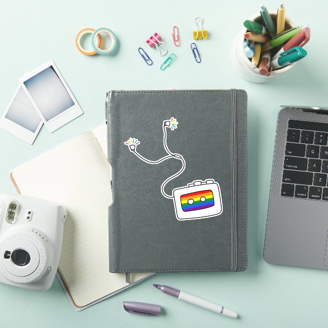 Sticker Gay pride | Rainbow Cassette Player (Couverture iPad)