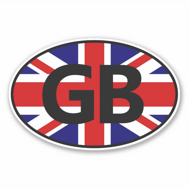 Sticker GB code pays Union Jack drapeau vinyle ovale (Devant)