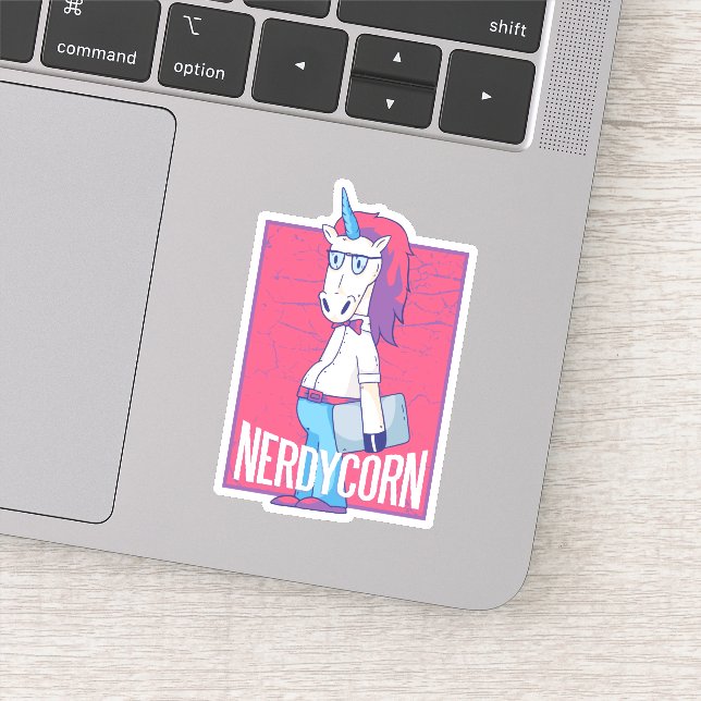 Sticker Geek drôle Nerdycorn Nerd Unicorn Homme (Détail)