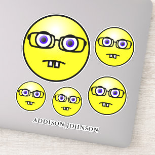 Sticker Geek nerd Emoji Yellow Face Collection Ajouter Nom