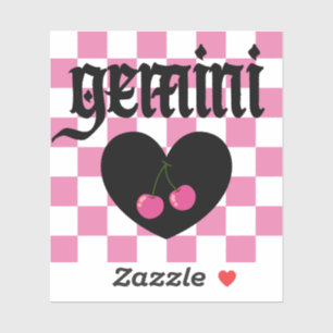 Sticker Gemini Gothique Esthétique À damiers Cerise Art