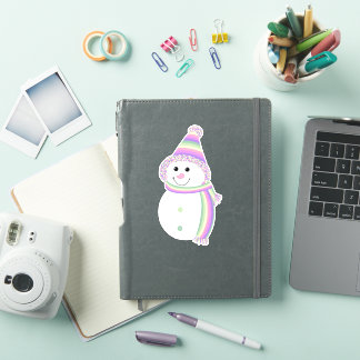 Sticker Genderfae Pride Snowman Snowperson Drapeau rose