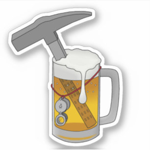 Sticker Geologist's Beer and Rock Hammer Vinyl