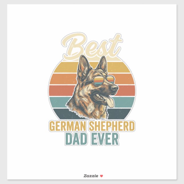 Sticker German Shepherd Dad Vintage Sunset Shirt Design (Feuille)