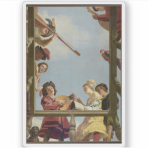 Sticker Gerrit van Honthorst - Groupe musical sur un balco