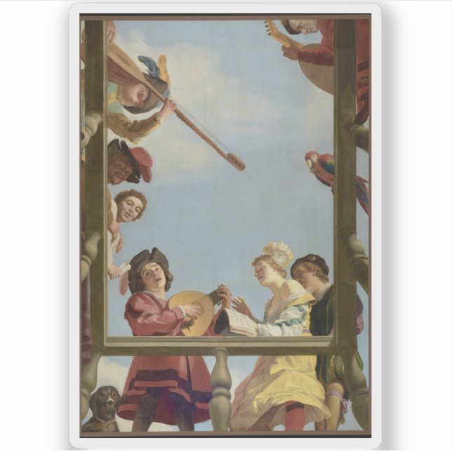 Sticker Gerrit van Honthorst - Groupe musical sur un balco (Devant)