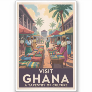 Sticker Ghana Market Illustration Travel Art Vintage
