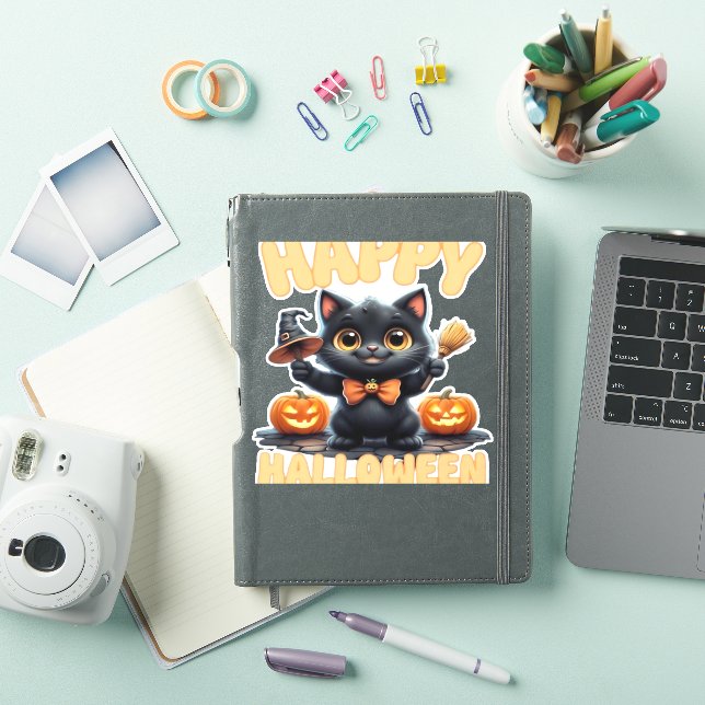 Sticker Ghost Cat Tee, Chemise Halloween, Éffrayante migno (Couverture iPad)