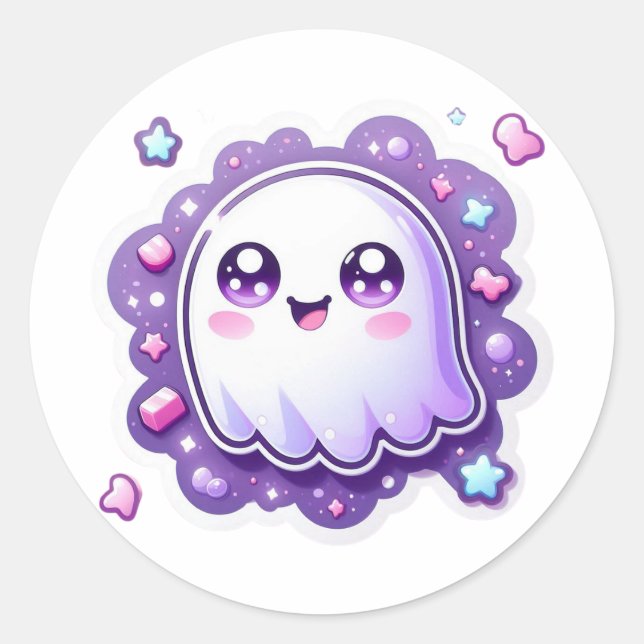 Sticker Ghost Cute Kawaii Pastel Halloween Éffraya (Devant)