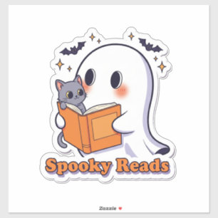 Sticker Ghost et Chat - Lectures Éffrayantes Hallo