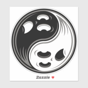 Sticker Ghost Yin Yang Noir et blanc