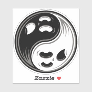 Sticker Ghost Yin Yang Noir et blanc