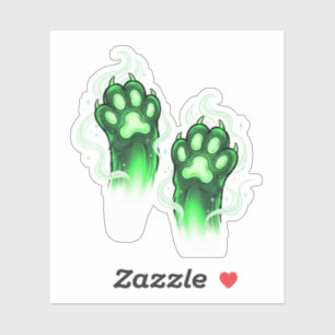 Sticker Ghoul Paws - Halloween des pattes de chat vert bri