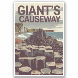 Sticker Giant's Causeway Irlande Illustration Travel Art