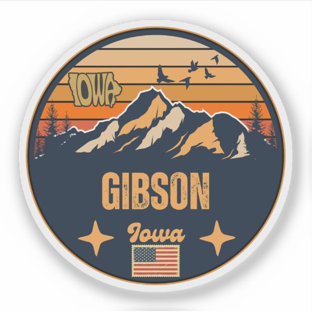 Sticker Gibson, Iowa Ia, États-Unis (Devant)