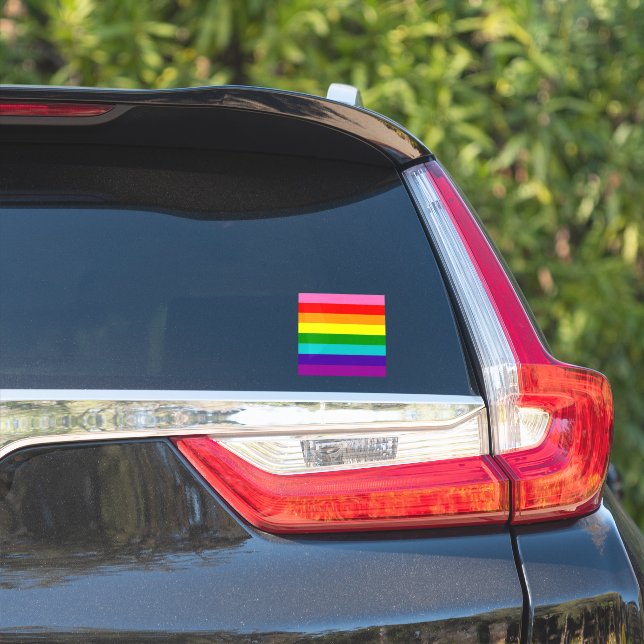 Sticker Gilbert Baker Gay pride drapeau Rainbow Stripe (Côté voiture)