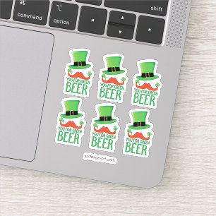 Sticker Ginger Mustache vous pour la bière verte avec le 