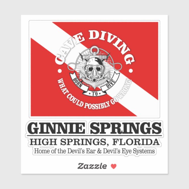 Sticker Ginnie Springs (les meilleures grottes) (Feuille)