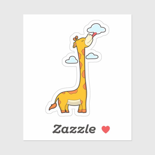 Sticker Girafe aux nuages (Feuille)