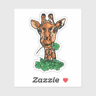 Sticker Girafe Chanceuse Trèfle à Quatre Feuilles Faune Ad