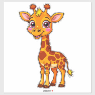 Sticker Girafe de dessin animé mignon debout avec bonne hu