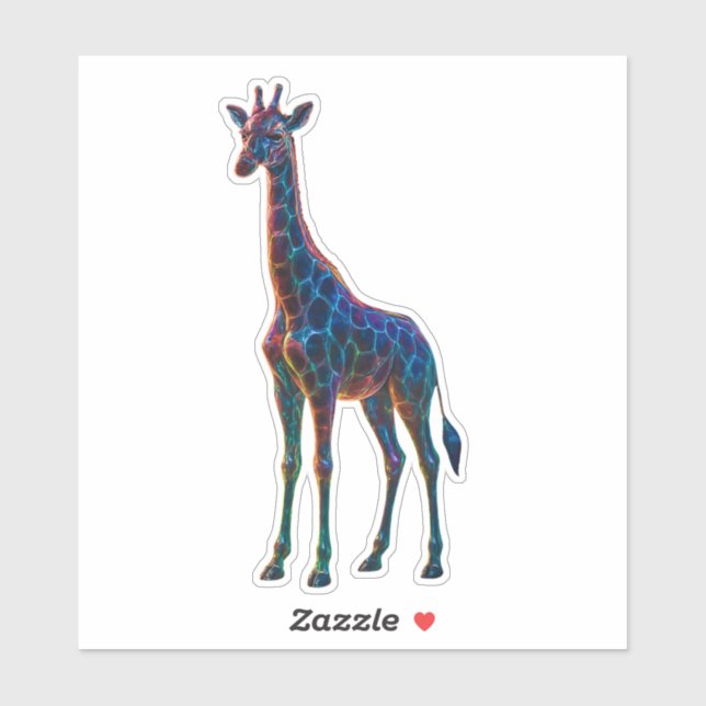Sticker Giraffe Art en verre arc-en-ciel (Feuille)