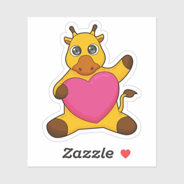 Sticker Giraffe au coeur (Feuille)