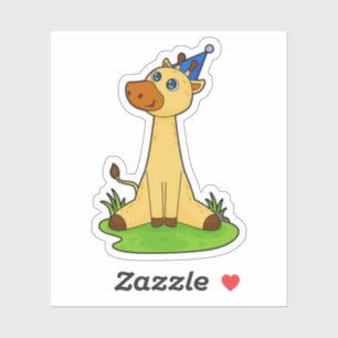 Sticker Giraffe avec casquette de fête
