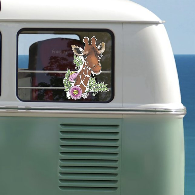 Sticker Giraffe Fleurs de Portrait Jaunes (Créateur téléchargé)