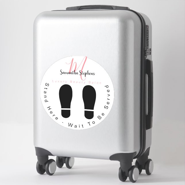 Sticker Girl Rose & Black Salon Attendez Ici (Sur valise)