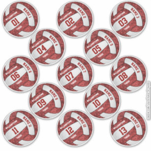 Sticker girly maron blanc volley-ball personnalisation nom