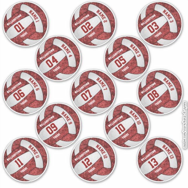 Sticker girly maron blanc volley-ball personnalisation nom (Devant)