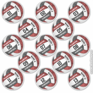 Sticker girly maroon noir volleyball noms de joueur jeu 13