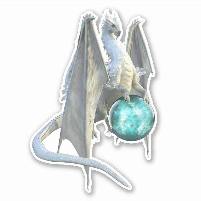 Sticker Glace Dragon neige hiver Sphère de verre (Devant)