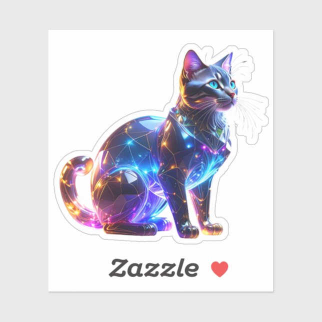 Sticker Glassy Colorful Cat (Feuille)