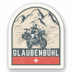 Sticker Glaubenbüelen pass Suisse alpes moto tour