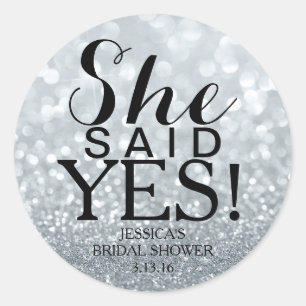 Sticker   Glit Bridal Shower - She Said Yes! Silv