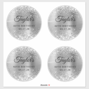 Sticker Glittery Argent 6" Cercles 40e anniversaire