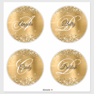 Sticker Glittery Gold 6" Cercles Fancy Monogramme
