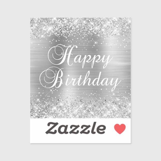 Sticker Glittery Silver Foil Joyeux anniversaire (Feuille)