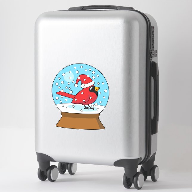 Sticker Globe des neiges avec cardinal rouge mignon (Sur valise)