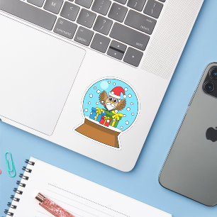 Sticker Globe des neiges avec Chouette du Père Noël