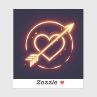 Sticker glowing image of a heart with cupid's arrow